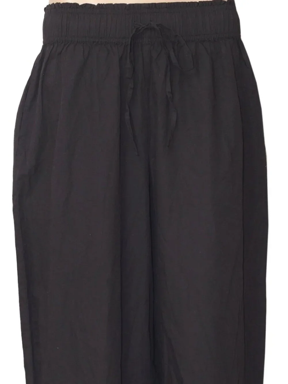 Free People Corfu Pants High Waist Black Drawstring Wide Leg XS